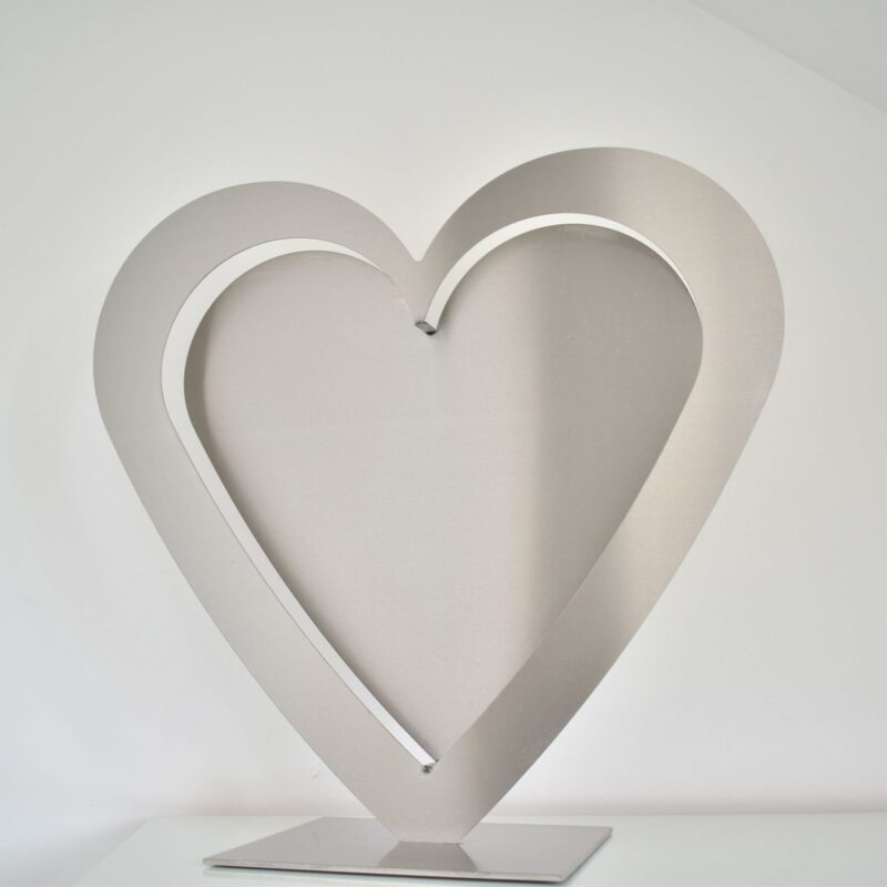 Designer Edelstahl Herz Skulptur Deko