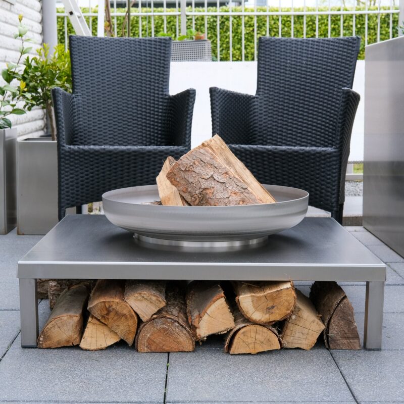 Designer Edelstahl Feuerschale "Lounge"