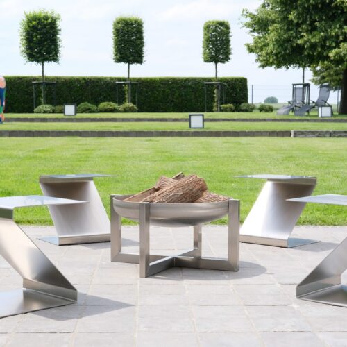 Skammel og sidebord i rustfrit stål i »Z-form« – Designerambiente – Billede 3