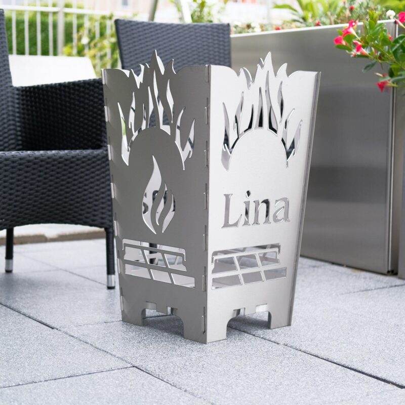 Edelstahl Feuerkorb "Königsfeuer" personalisierbar – Bild 4