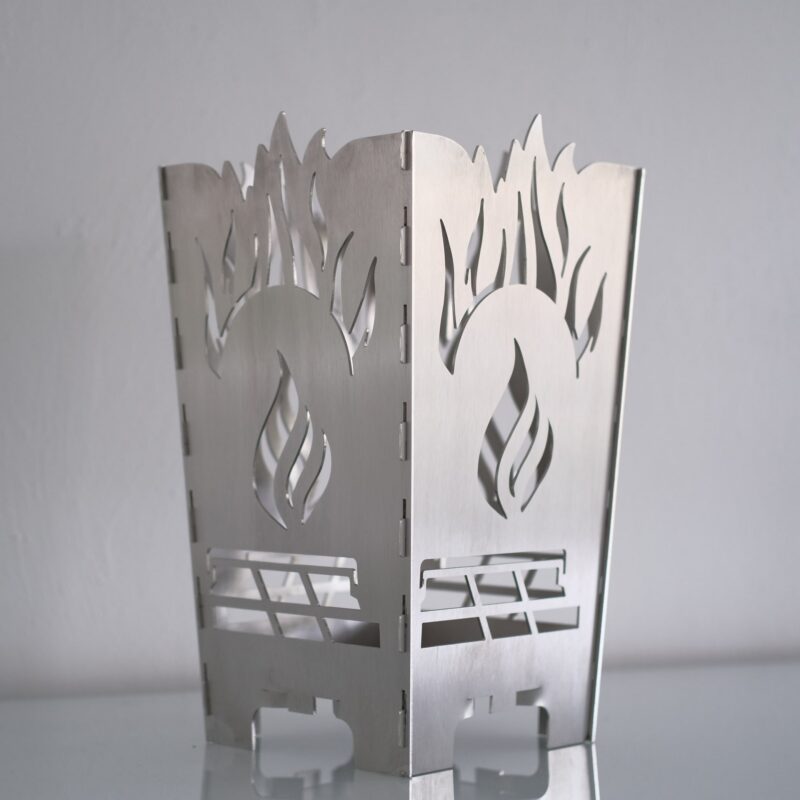 Edelstahl Designer Tischfeuer "Brillanz" Windlicht – Bild 10