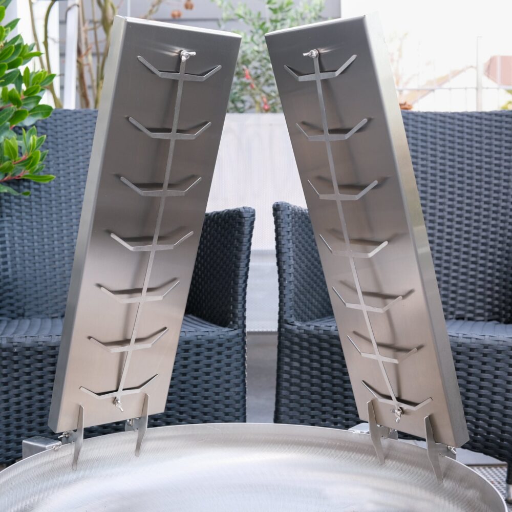 Juego de 2 tablas de salmón flameado de acero inoxidable (50 x 15 cm)