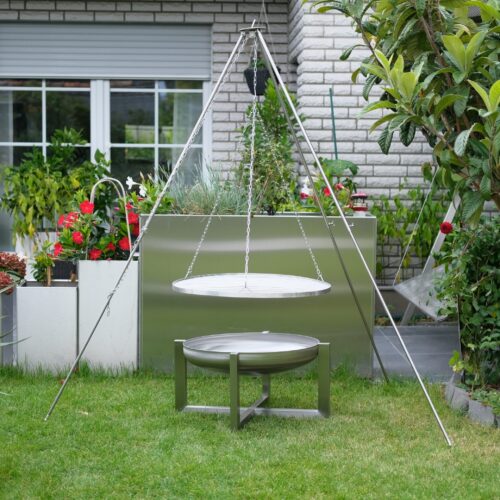 Ciotola di design in acciaio inox "Eccentric" con griglia girevole
