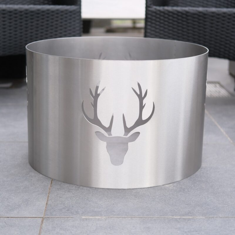 Designer Edelstahl Feuertonne "Exzentrik" mit Grillring – Bild 9