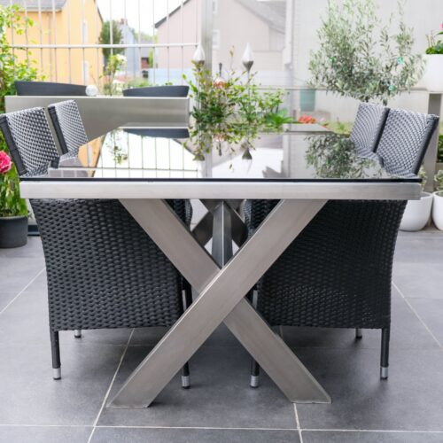 Tavolo da giardino "Noblesse" in acciaio inox di design