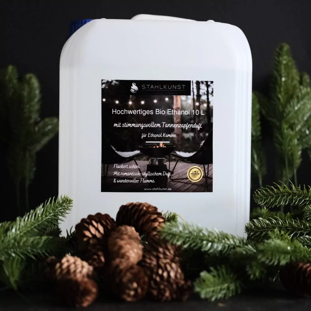10 Liter Premium Bioethanol mit romantischem Tannenzapfenduft